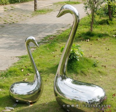 园林不锈钢动物鹅雕塑