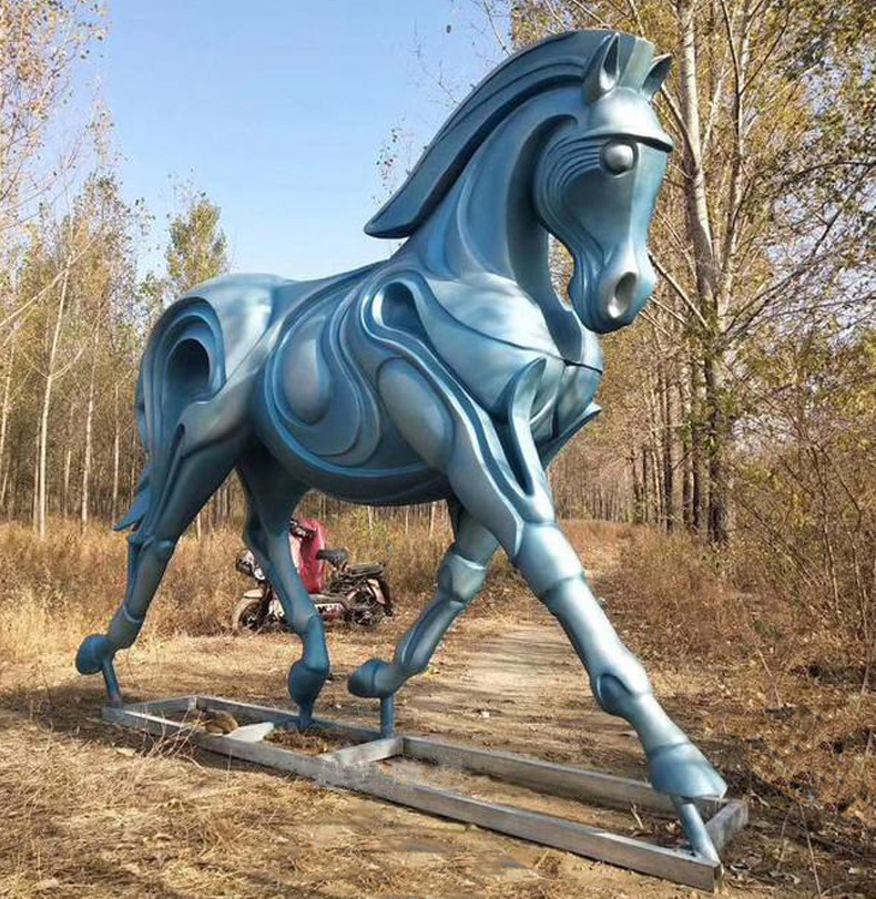 大型不锈钢飞马雕塑 户外不锈钢动物抽象造型金属马雕塑摆件938